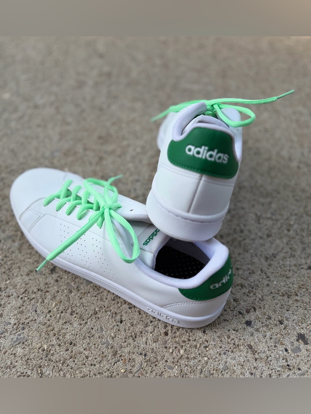 Adidas Advantage Cloudfoam Sneakers Men 11.5 Women 12.5 White Green GW5300